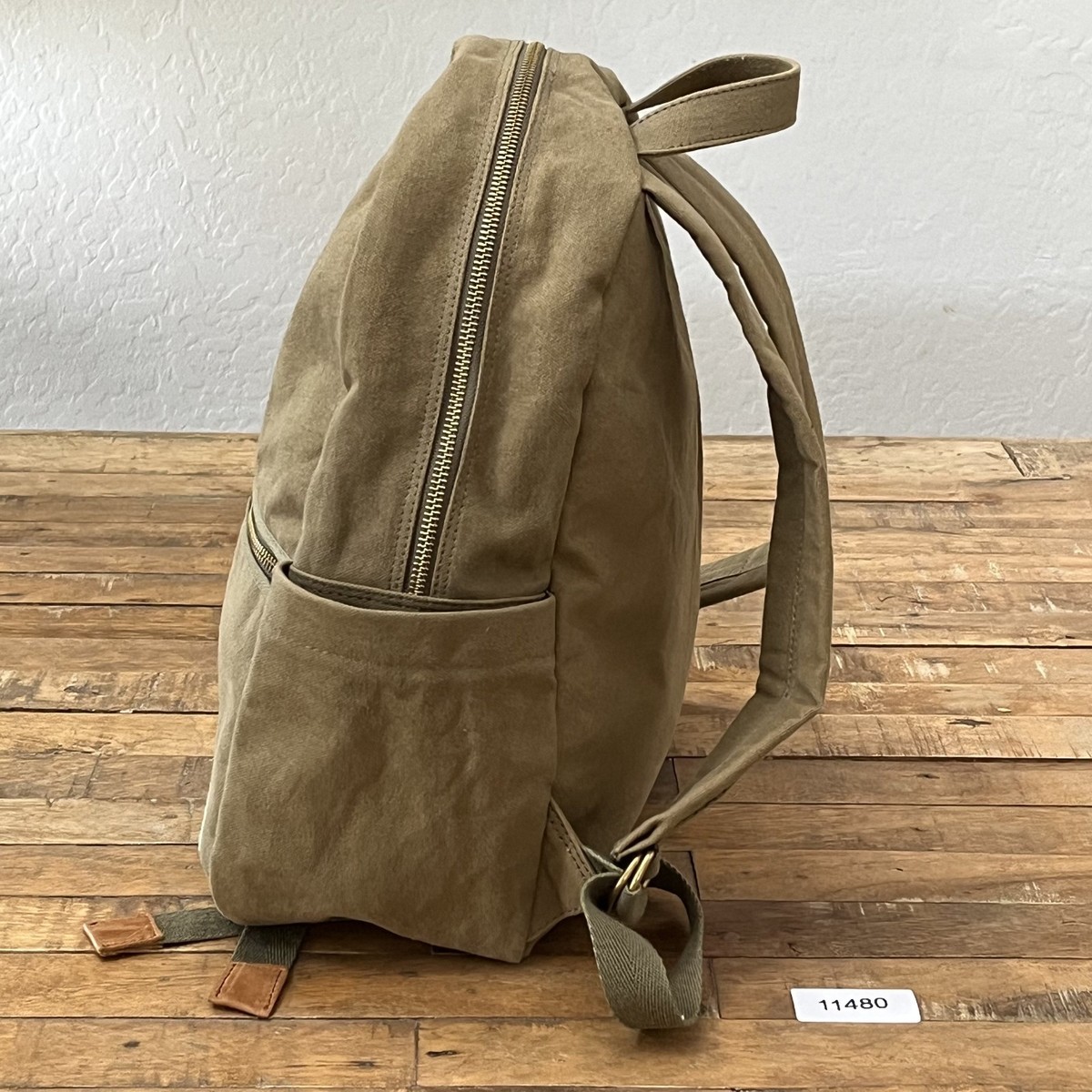 Margot New York Olive Green Canvas Backpack Spacious Outer & Inner 