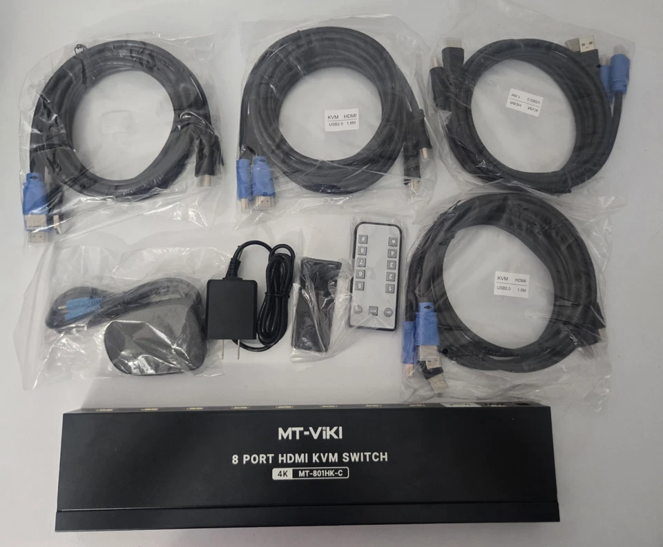 MT-VIKI 8 Port HDMI KVM Switch 4K@30HZ USB2.0 8 in 1 Out Switcher 1U Rack Mount - Image 2 of 4