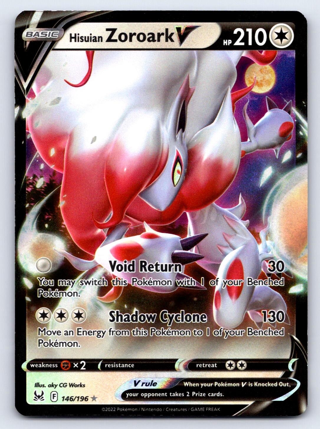 Hisuian Zoroark V 146/196 Holo V Rare Lost Origin Pokemon Near Mint