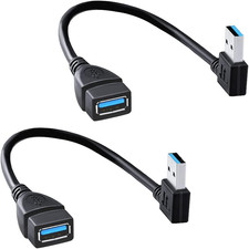 Superspeed USB 3.0 Male to Female Extension Data Cable Left and Right Angle 2...