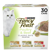Purina Fancy Feast Classic Pate Food, Wet Cat Food, Poultry & Beef, 3 oz Cans