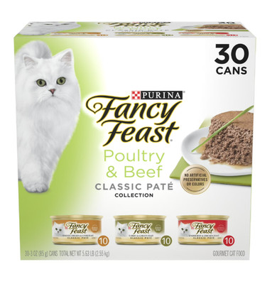 Purina Fancy Feast Classic Pate Food, Wet Cat Food, Poultry & Beef, 3 oz Cans