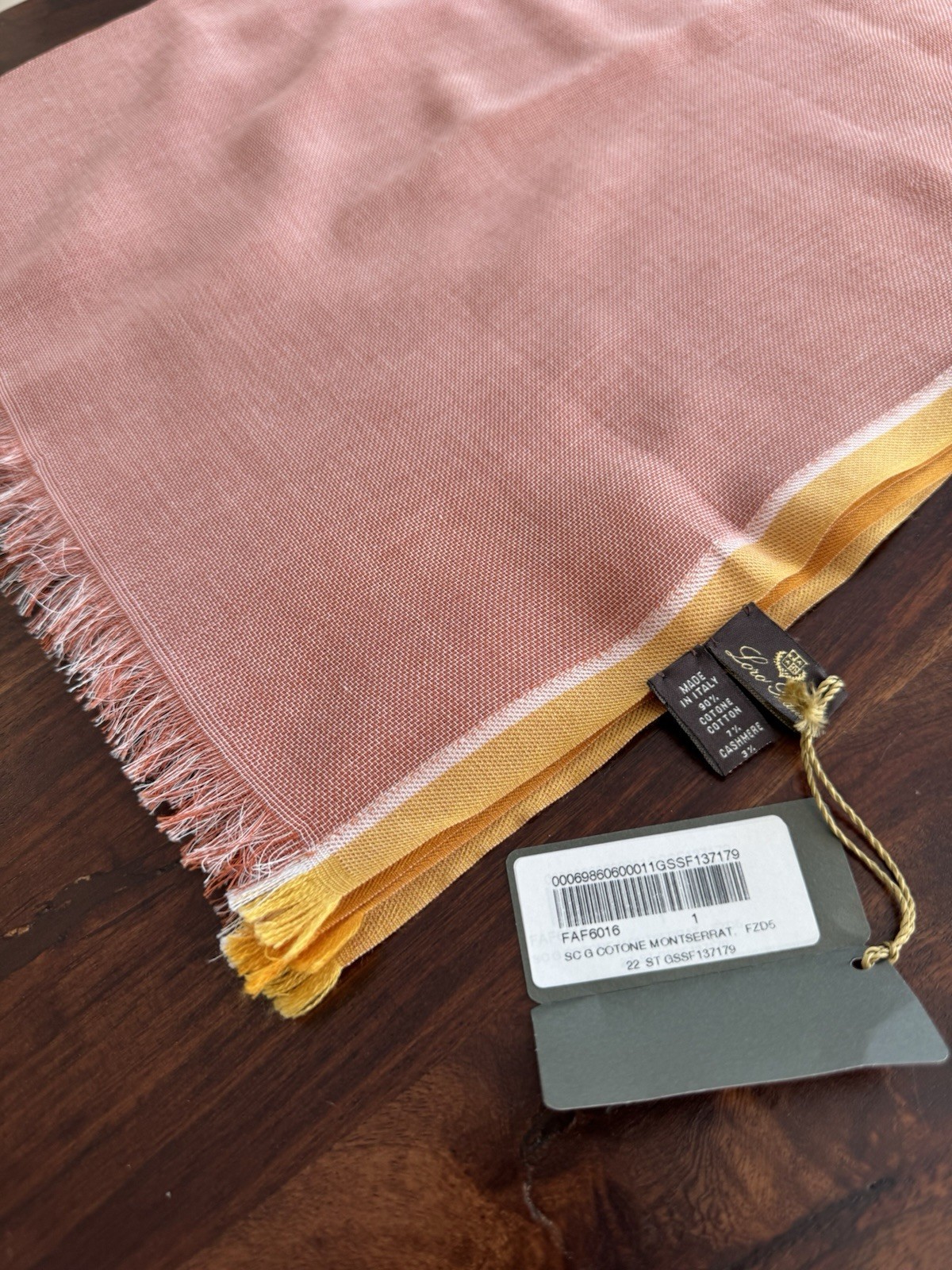 NEW w/ Tags! $925 LORO PIANA Cotton Cashmere Montserrat Scarf 78" x 29" Italy