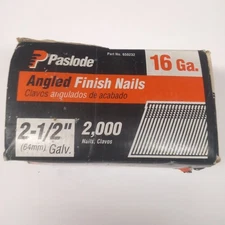 Paslode 16 GA 2000pc ANGLED 2-1/2" Galvanized Finish Nails #650232