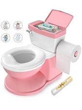 Toddler Potty Training Toilet Seat with Flush Sound Toilet Paper Holder 1-3 Yrs