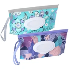 FEBSNOW 2 Pack Baby Wipe Dispenser, Reusable Portable Wipe Holder, Baby Wipes