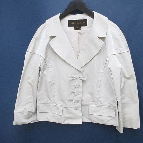 LOUIS VUITTON jacket lightweight silk 38 white white made in France stitch snap