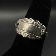 Vintage WWII Forget-Me-Not Sweetheart Sterling Silver Ring BLANK Size 5.25