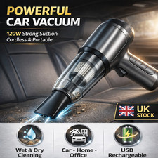 Portable Cordless Car Vacuum Cleaner Strong Suction Handheld Wet Dry Mini USB