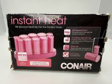 Vtg Y2K Conair Instant Heat Hot Rollers Travel Go Set Pink 10 Curlers Clips Mini