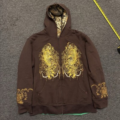 Ruthless Art Hoodie Jacket Mens Size 2XL Art Print Zip Up Embroidered Phoenix