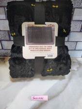 Embroidered Black Cat Halloween Costco Viral Tic Toc So Soft Blanket Throw New