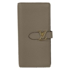 LOUIS VUITTON LV Vertical Long Wallet Gale Leather Cowhide Used