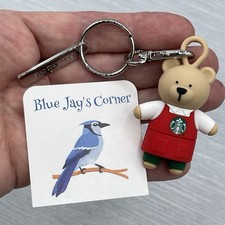 Starbucks Bearista Stopper Keychain Surprise Red Apron Christmas Reusable Cup