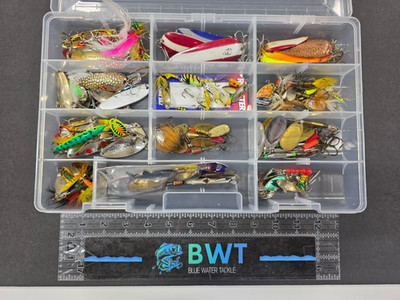 Casting Lure Box: 70+ Lures Lot - Spoons, Roostertails, Daredevils, Mepps