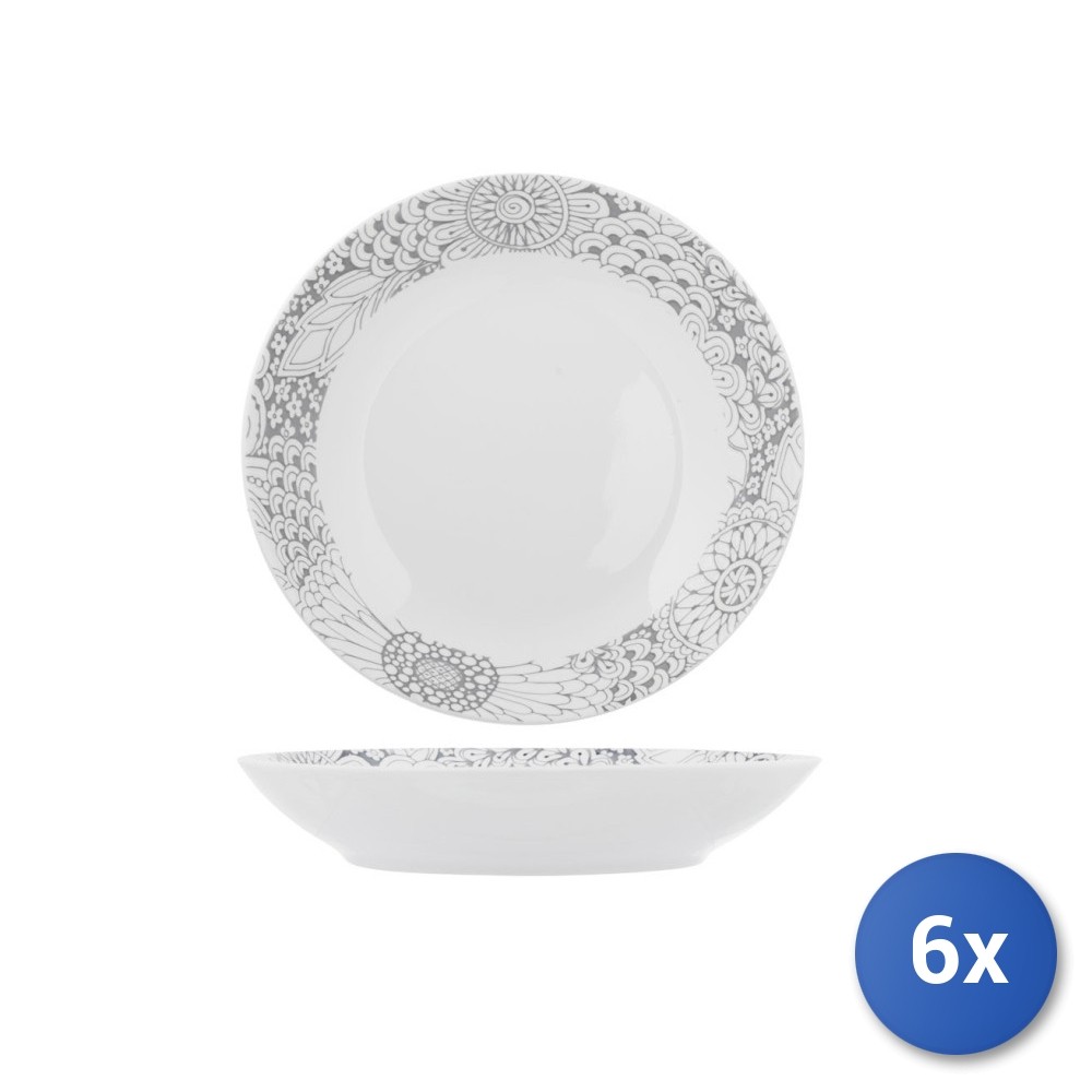 6x Soup Plates H&H Kyoto New Bone China White Cm 20