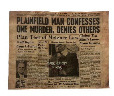 Ed Gein Confesses To Murder Newspaper Headline 1957 Plainfield, Wisconsin ￼￼