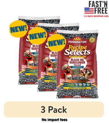 (3 pack) Pennington Selects Black Oil Sunflower Seed Dry Wild Bird Feed, 40 lb