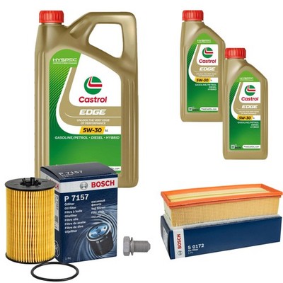 BOSCH Inspektionspaket 7 L Castrol EDGE FST 5W-30 LL für VW Caddy IV