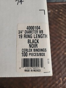 GBC CombBind Plastic Ring Binding #4000104 3/4" Black