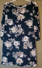 Old Navy Women's Zippered Black Floral Tunic or Dress, Size L