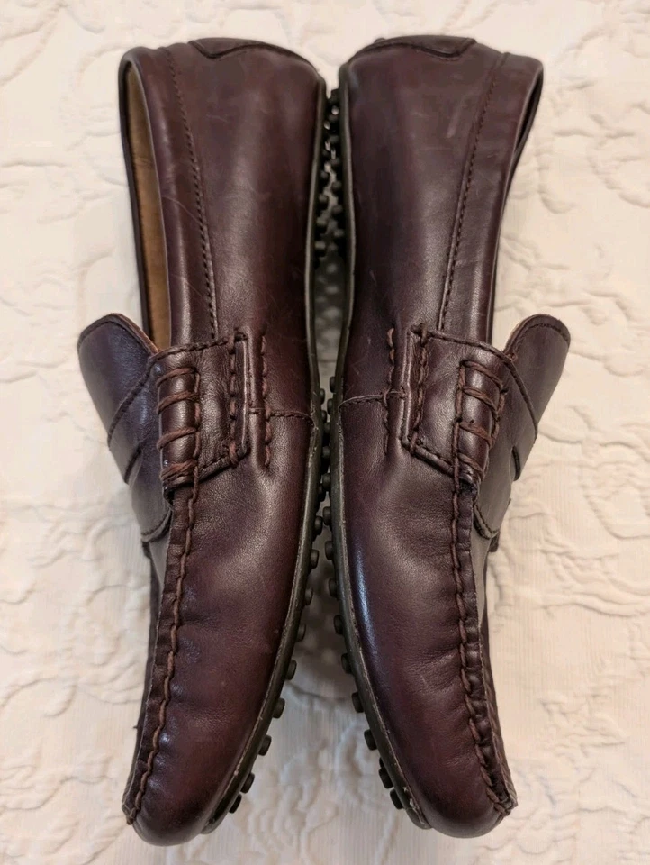 MOCASINES POLO RALPH LAUREN PARA HOMBRE 7 D WES CONDUCCIÓN SIN USAR, EN CAJA, CORREA DE CENTAVO MARRÓN BORGOÑA Foto 3 de 4