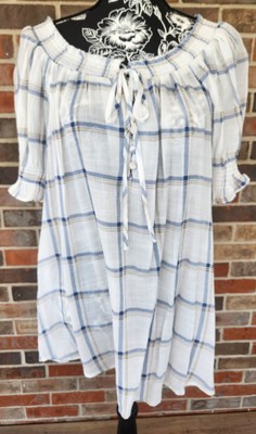 Perch by Blu Pepper Women's Boho Smocked Neck Tunic Top Size SMALL