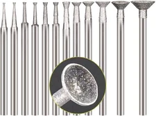 12 Pcs Bowl Shape Diamond Burr Set, 3/32 Inch Shank Stone 12pc 