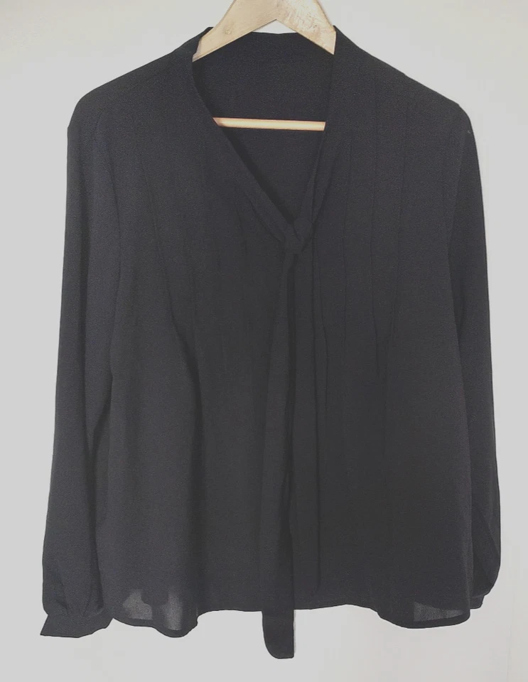 Shein Damen Bluse Tunika Hemd Langarm Schwarz V- Ausschnitt Gr. XL - Bild 2 von 4