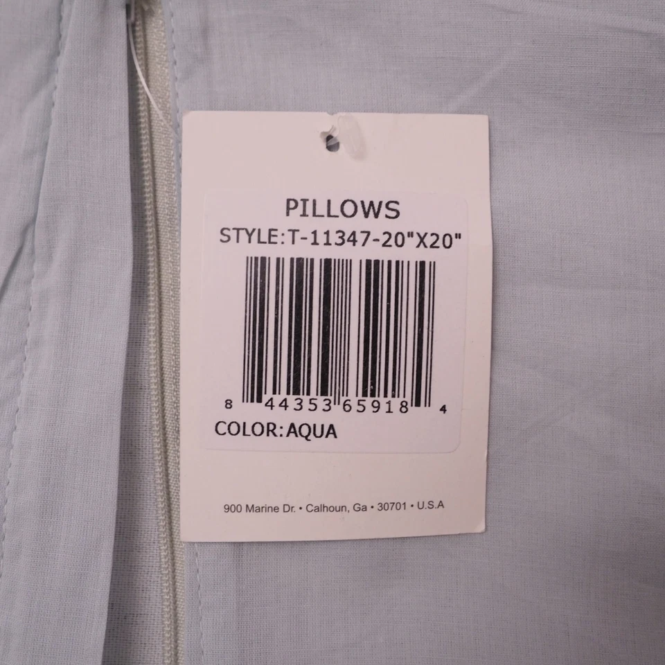 NWT RIZZY HOME Aqua 100% Cotton Gathered Two Decorative Pillow Covers 20" x 20" - Image 4 of 4