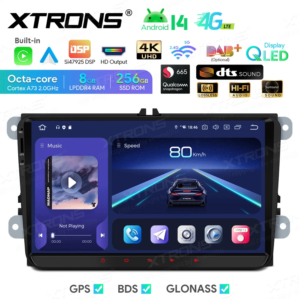 9 Zoll Android 14 Autoradio für VW Golf Tiguan Passat B6 DSP DTS 4G LTE 8+256GB - Bild 2 von 4