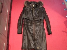 Sportalm Dark Brown Faux Leather & Fur Coat C/w Hooded Gilet Eu 36 Uk 8-10 £450 