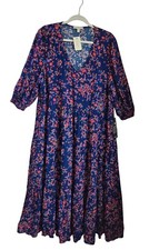 New Loralette Sz 18-20 plus Size Maxi Dress Tiered Popcorn Ditsy Floral All over