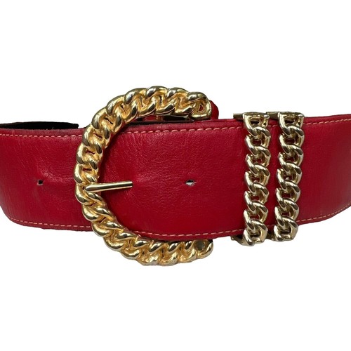Vintage 1980s Ginnie Johansen Women Statement Belt S/M Red Blue Multi Patterned VINTAGE 1980s Ginnie Johansen Women STATEMENT Belt S/M Red  main image 4