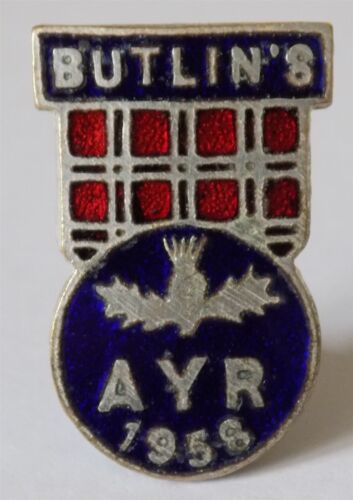 Butlins Holiday Camp Abzeichen - Ayr Schottland, 1958. Blaues Etikett. (Firmin). - Bild 1 von 2