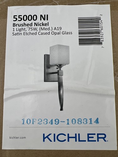 KICHLER Marette 1-Light Brushed Nickel Bathroom Indoor Wall Sconce Light - Picture 2 of 6