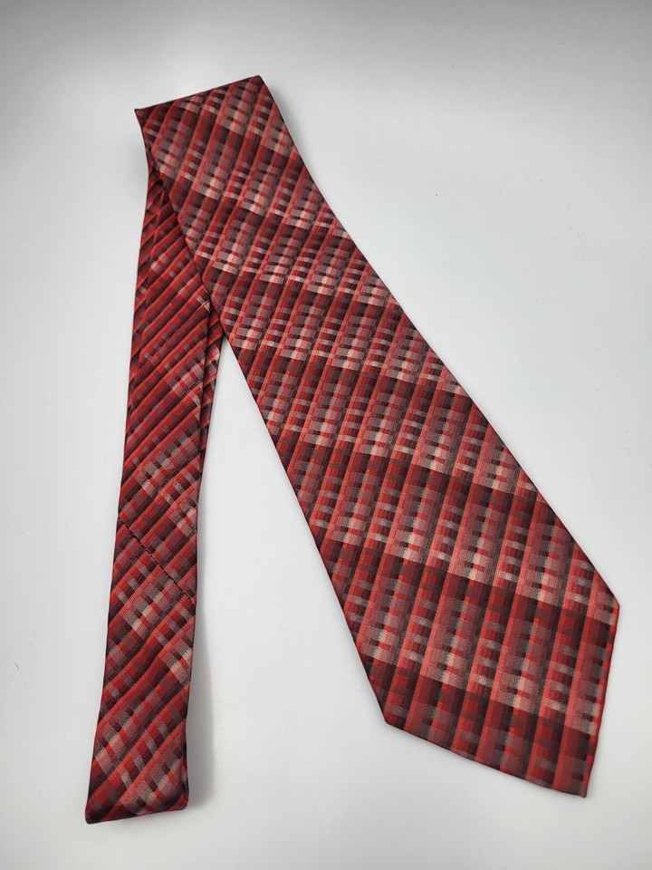 Crazy Horse Silk Tie Red Gold Gray Geometric Men Necktie 57 x 3.75 eBay