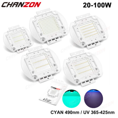 High Power Uv Cyan Smd Led Chip Lamp Bulb 20W 30W 50W 100W Ultraviolet COB Beads
