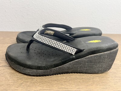 Volatile Wedge Flip Flop Sandals Women 9 Brown Platform BLING