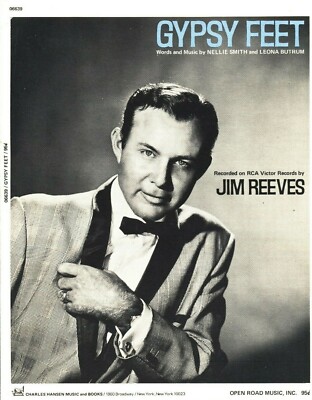 JIM REEVES GYPSY FEET SHEET MUSIC PIANO/VOCAL/GUITAR/CHORDS VERY RARE 1971 NEW