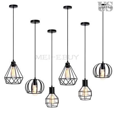 E26 Industrial Iron Bird Cage Hanging Light Cage Ceiling Pendant