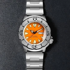 200M Diving NH35A Automatic Monster Watch For Men Orange Dial Sapphire 120 Click