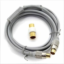 Coaxial TV Aerial Cable Coax Extension RF Lead Male to Male with Coupler -3M