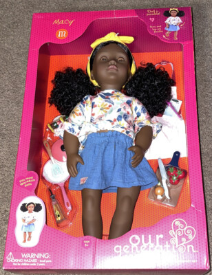 BRAND NEW Our Generation 18  Doll Macy Black Hair Cooking Accessories Free Ship