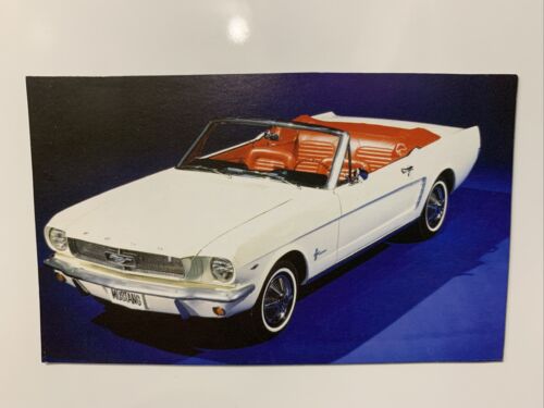 1965 White Convertible Ford Mustang Car Photo Fridge Magnet 4.5" x 2.75" NEW - Picture 1 of 1