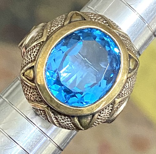 $$$ 💙 DEEP BLUE TOPAZ MAGNIFICENT STERLING RING SZ 7