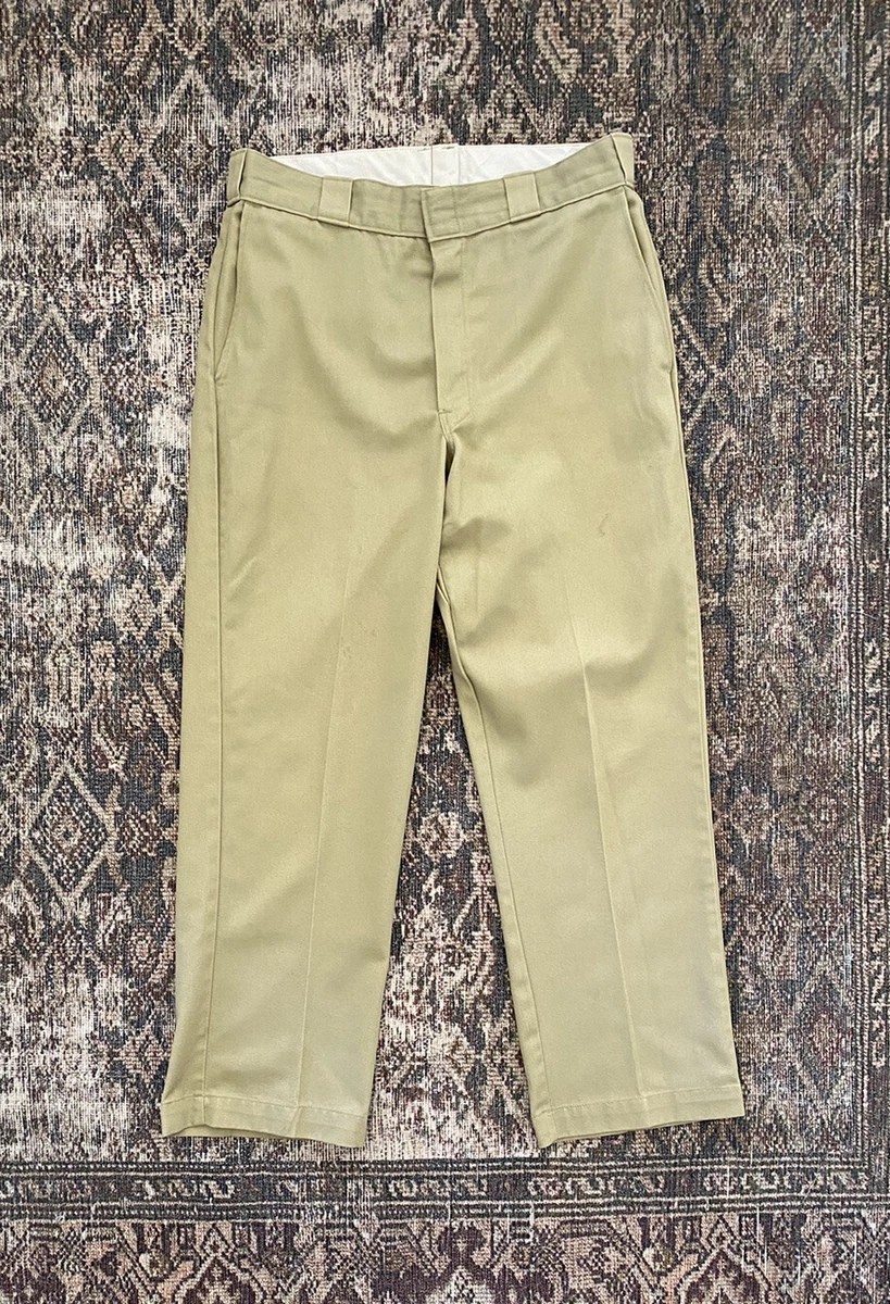 VTG 80s Dickies Work Pants 34 x 29 Talon Zip Khaki USA Made Twill Gusset Crotch