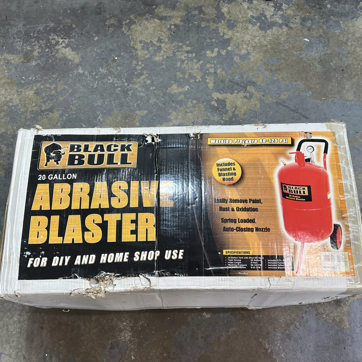 NEW BLACK BULL 20 GALLON ABRASIVE BLASTER SANDBLASTER SB20G