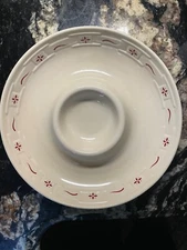 Longaberger Pottery Woven Traditions Red 12" Chip and Dip Bowl Tray