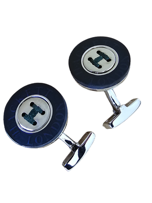 HACKETT of London Button Style Silver Plated Whaleback Cufflinks